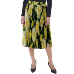 Autumn Background Closeup Flowers Classic Velour Midi Skirt 