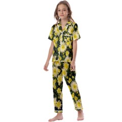 Autumn Background Closeup Flowers Kids  Satin Short Sleeve Pajamas Set by artworkshop