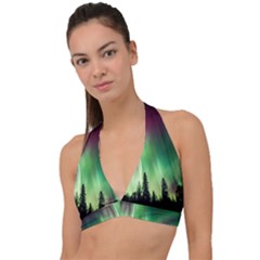 Aurora Borealis Northern Lights Nature Halter Plunge Bikini Top by Ravend