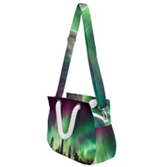 Aurora Borealis Northern Lights Nature Rope Handles Shoulder Strap Bag by Ravend