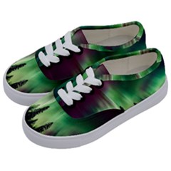 Aurora Borealis Northern Lights Nature Kids  Classic Low Top Sneakers by Ravend