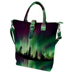 Aurora Borealis Northern Lights Nature Buckle Top Tote Bag by Ravend