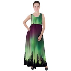 Aurora Borealis Northern Lights Nature Empire Waist Velour Maxi Dress by Ravend