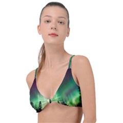 Aurora Borealis Northern Lights Nature Knot Up Bikini Top by Ravend