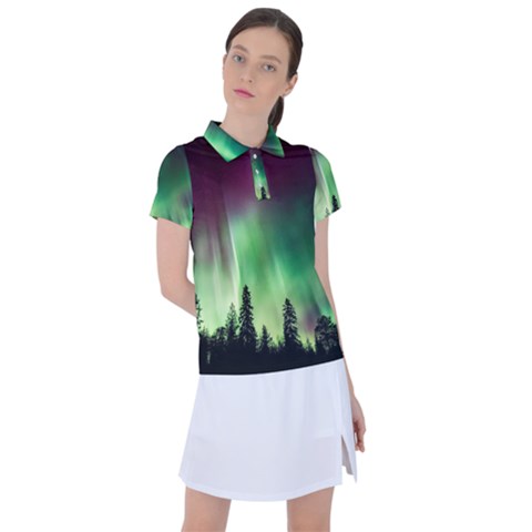 Aurora Borealis Northern Lights Nature Women s Polo Tee by Ravend