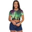 Aurora Borealis Northern Lights Nature Side Button Cropped Tee View1