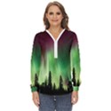 Aurora Borealis Northern Lights Nature Zip Up Long Sleeve Blouse View1