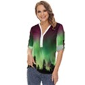 Aurora Borealis Northern Lights Nature Zip Up Long Sleeve Blouse View2