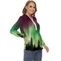 Aurora Borealis Northern Lights Nature Zip Up Long Sleeve Blouse View3