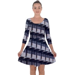 Balcony Pattern Quarter Sleeve Skater Dress by artworkshop