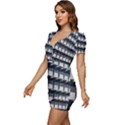 Balcony pattern Low Cut Cap Sleeve Mini Dress View2