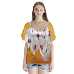 Boards Decoration Flower Flower Room V-neck Flutter Sleeve Top by artworkshop