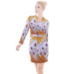 Boards Decoration Flower Flower Room Button Long Sleeve Dress by artworkshop