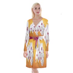 Boards Decoration Flower Flower Room Long Sleeve Velvet Front Wrap Dress by artworkshop