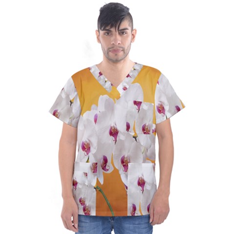 Boards Decoration Flower Flower Room Men s V-neck Scrub Top by artworkshop