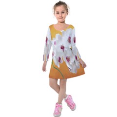 Boards Decoration Flower Flower Room Kids  Long Sleeve Velvet Dress by artworkshop