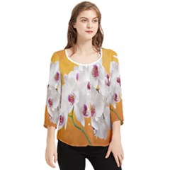 Boards Decoration Flower Flower Room Chiffon Quarter Sleeve Blouse by artworkshop