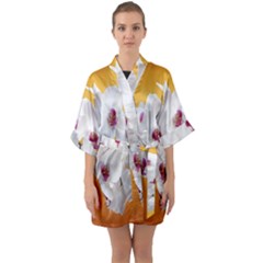 Boards Decoration Flower Flower Room Half Sleeve Satin Kimono  by artworkshop