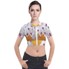 Boards Decoration Flower Flower Room Short Sleeve Cropped Jacket by artworkshop