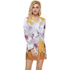 Boards Decoration Flower Flower Room Long Sleeve Satin Robe by artworkshop