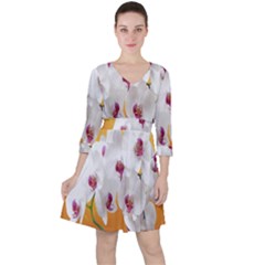 Boards Decoration Flower Flower Room Quarter Sleeve Ruffle Waist Dress by artworkshop