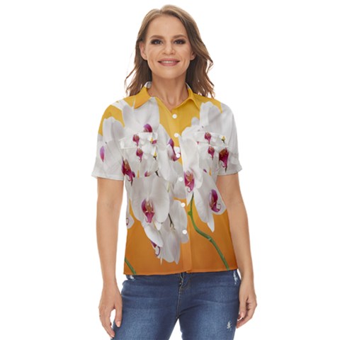 Boards Decoration Flower Flower Room Women s Short Sleeve Double Pocket Shirt by artworkshop