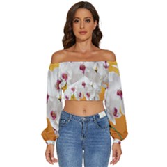 Boards Decoration Flower Flower Room Long Sleeve Crinkled Weave Crop Top by artworkshop