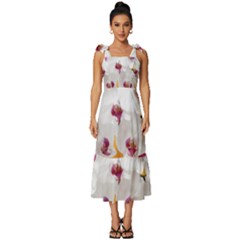 Boards Decoration Flower Flower Room Tie-strap Tiered Midi Chiffon Dress by artworkshop