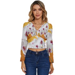 Boards Decoration Flower Flower Room Long Sleeve V-neck Top by artworkshop