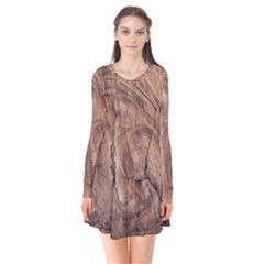 Brown Close Up Hd Wallpaper Surface Long Sleeve V-neck Flare Dress by artworkshop