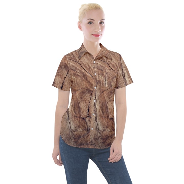 Brown Close Up Hd Wallpaper Surface Women s Short Sleeve Pocket Shirt