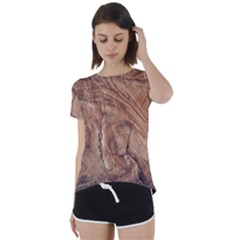 Brown Close Up Hd Wallpaper Surface Short Sleeve Open Back Tee by artworkshop