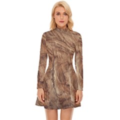 Brown Close Up Hd Wallpaper Surface Long Sleeve Velour Longline Dress by artworkshop