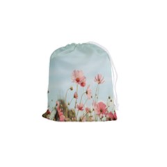 Cosmos Flower Blossom In Garden Drawstring Pouch (small) by artworkshop