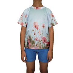 Cosmos Flower Blossom In Garden Kids  Short Sleeve Swimwear by artworkshop