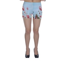 Cosmos Flower Blossom In Garden Skinny Shorts by artworkshop