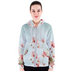 Cosmos Flower Blossom In Garden Women s Zipper Hoodie by artworkshop