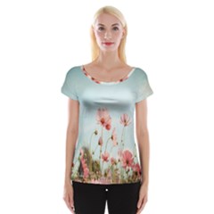 Cosmos Flower Blossom In Garden Cap Sleeve Top by artworkshop