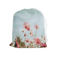 Cosmos Flower Blossom In Garden Drawstring Pouch (xl) by artworkshop