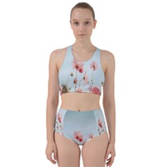 Cosmos Flower Blossom In Garden Racer Back Bikini Set by artworkshop