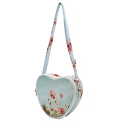 Cosmos Flower Blossom In Garden Heart Shoulder Bag by artworkshop