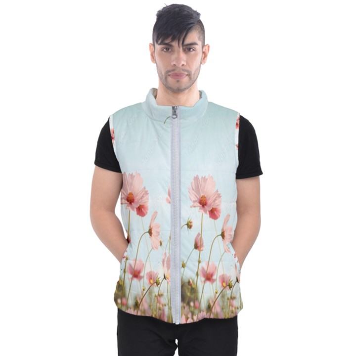 Cosmos Flower Blossom In Garden Men s Puffer Vest