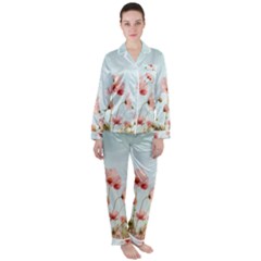 Cosmos Flower Blossom In Garden Women s Long Sleeve Satin Pajamas Set	 by artworkshop