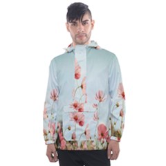 Cosmos Flower Blossom In Garden Men s Front Pocket Pullover Windbreaker by artworkshop