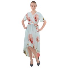 Cosmos Flower Blossom In Garden Front Wrap High Low Dress by artworkshop