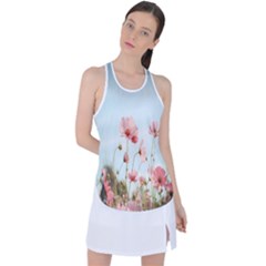 Cosmos Flower Blossom In Garden Racer Back Mesh Tank Top by artworkshop