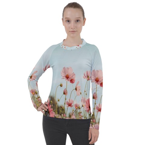 Cosmos Flower Blossom In Garden Women s Pique Long Sleeve Tee by artworkshop