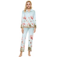 Cosmos Flower Blossom In Garden Womens  Long Sleeve Velvet Pocket Pajamas Set by artworkshop