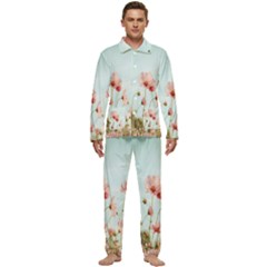 Cosmos Flower Blossom In Garden Men s Long Sleeve Velvet Pocket Pajamas Set by artworkshop