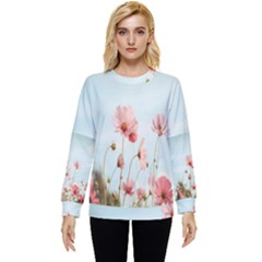 Cosmos Flower Blossom In Garden Hidden Pocket Sweatshirt by artworkshop